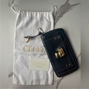 Chloé Black Wallet with Gold Accents